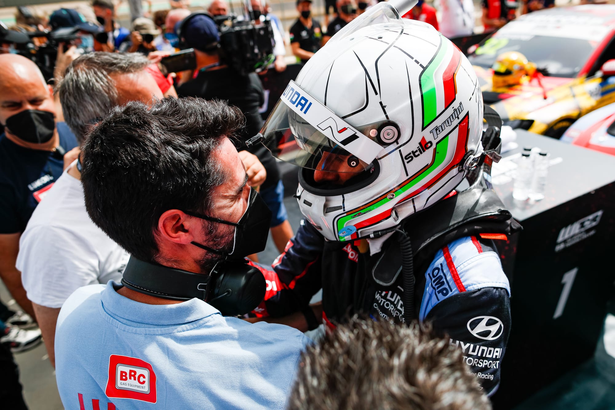 Gabriele Tarquini taking his latest touring car race win with Hyundai in the 2021 WTCR